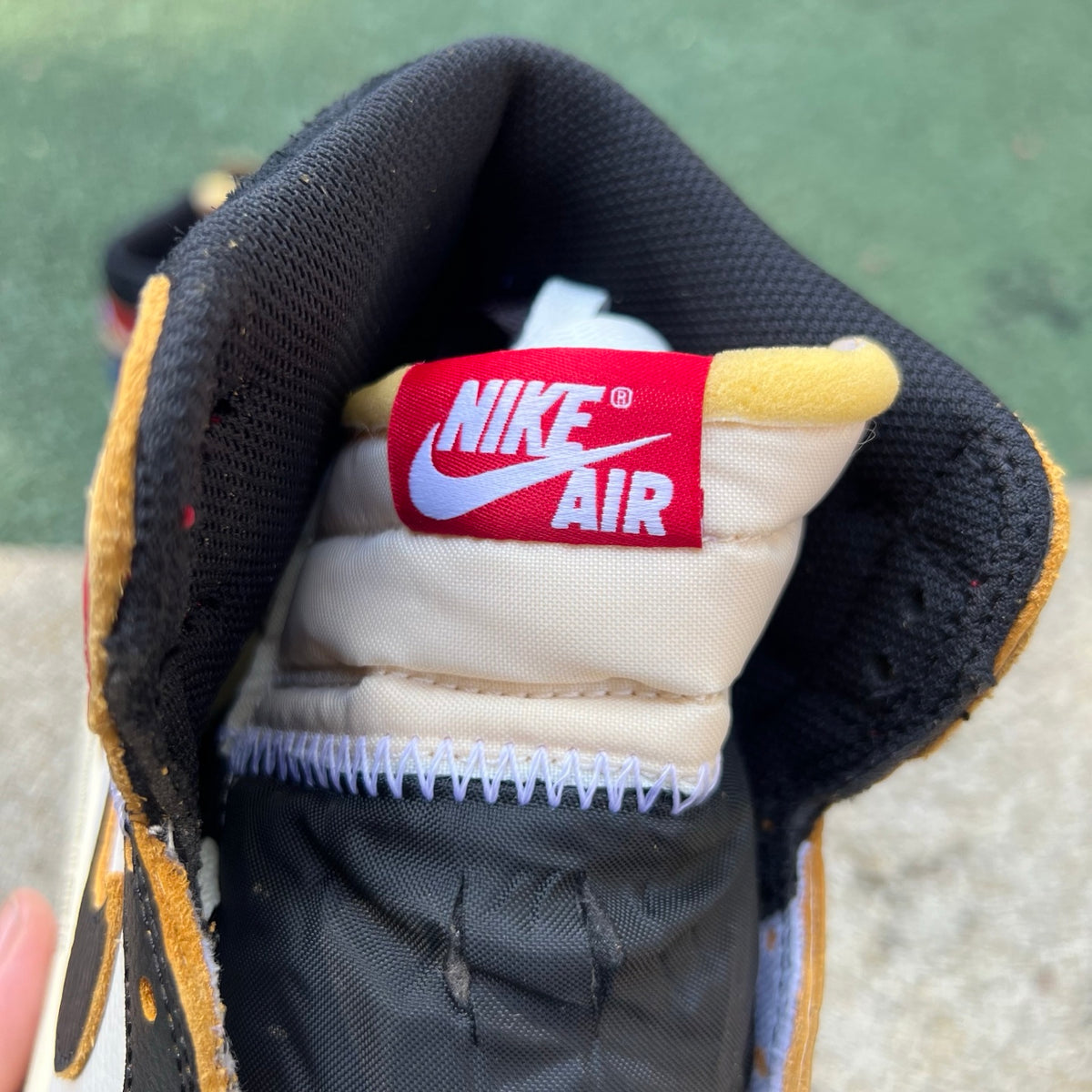Nike Air Jordan 1 Retro High OG SP Fragment x Union LA sneakers in Varsity Red and Sport Royal, showcasing side view with detailed design.