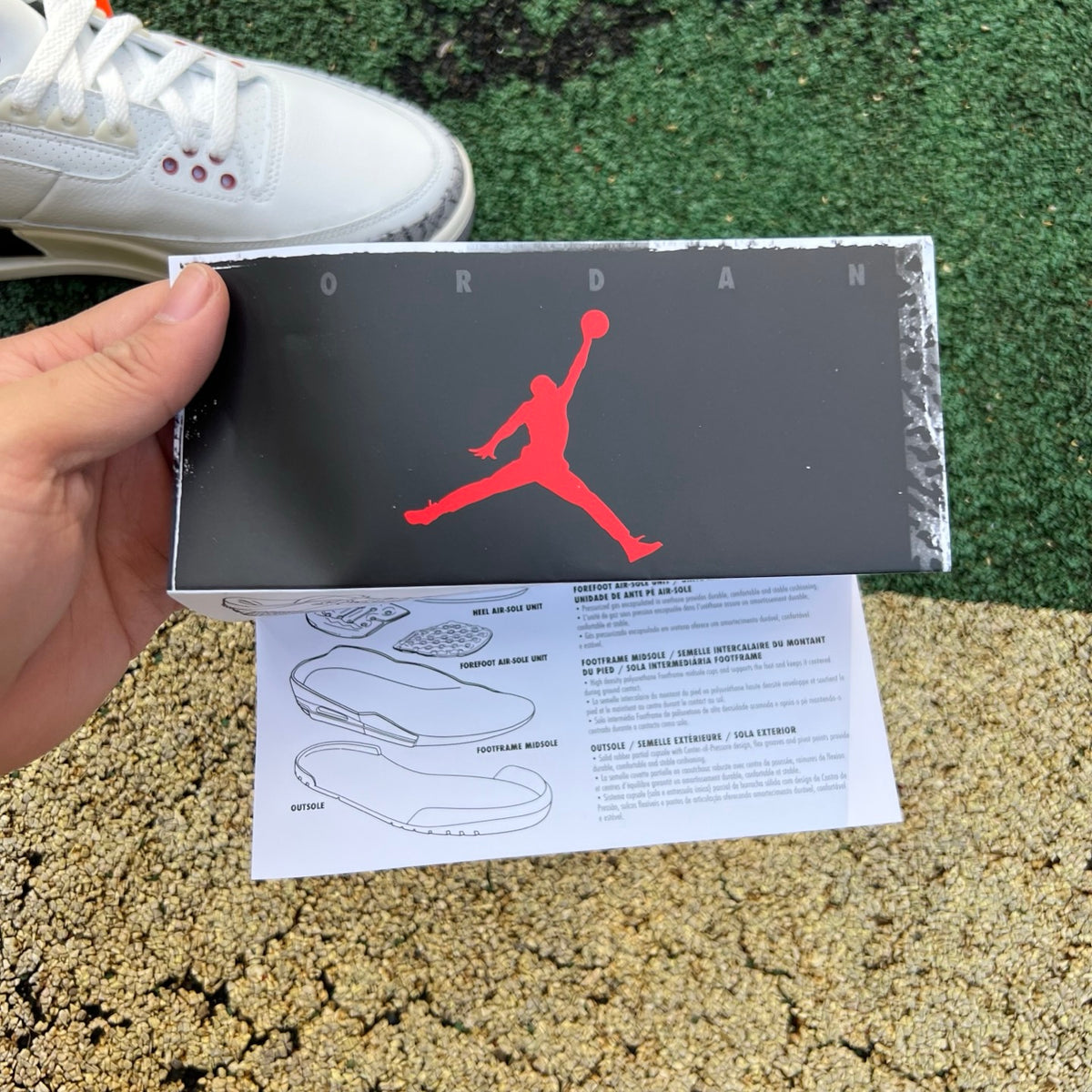 Nike Air Jordan 3 Retro White Cement Reimagined grade school sneaker with white leather and cement grey accents.