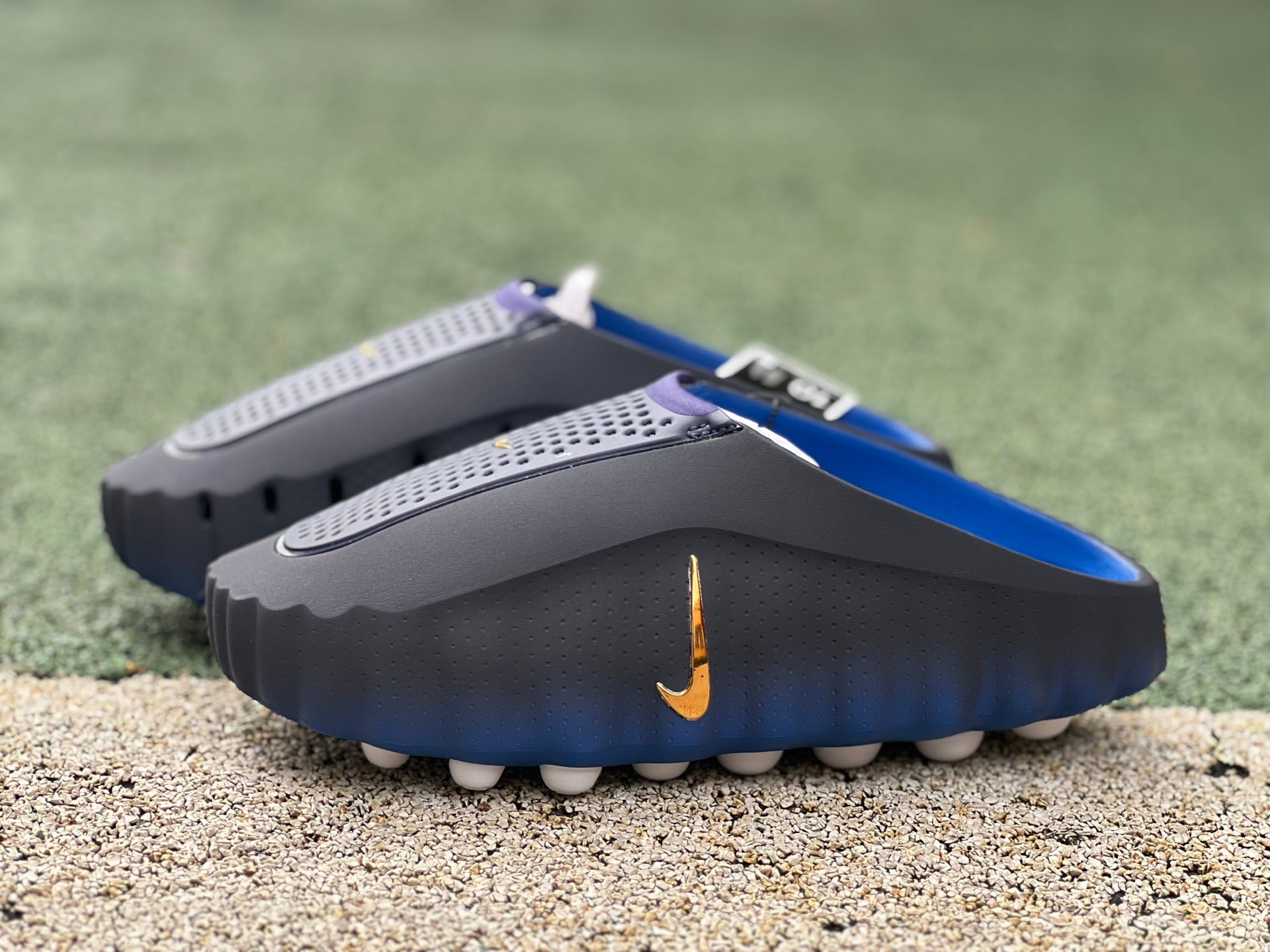 Nike x Jordan Mind 001 Slide in blackened blue and game royal with Nike branding, featuring a comfortable slip-on design.