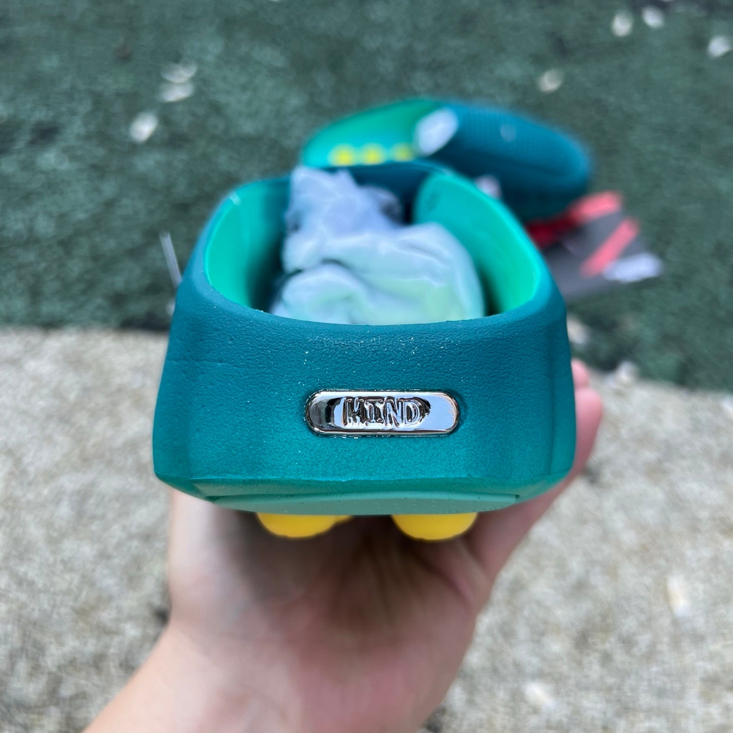 Nike x Jordan Mind 001 slide in Teal Light Menta with Geode design, featuring comfortable slide sandal style.