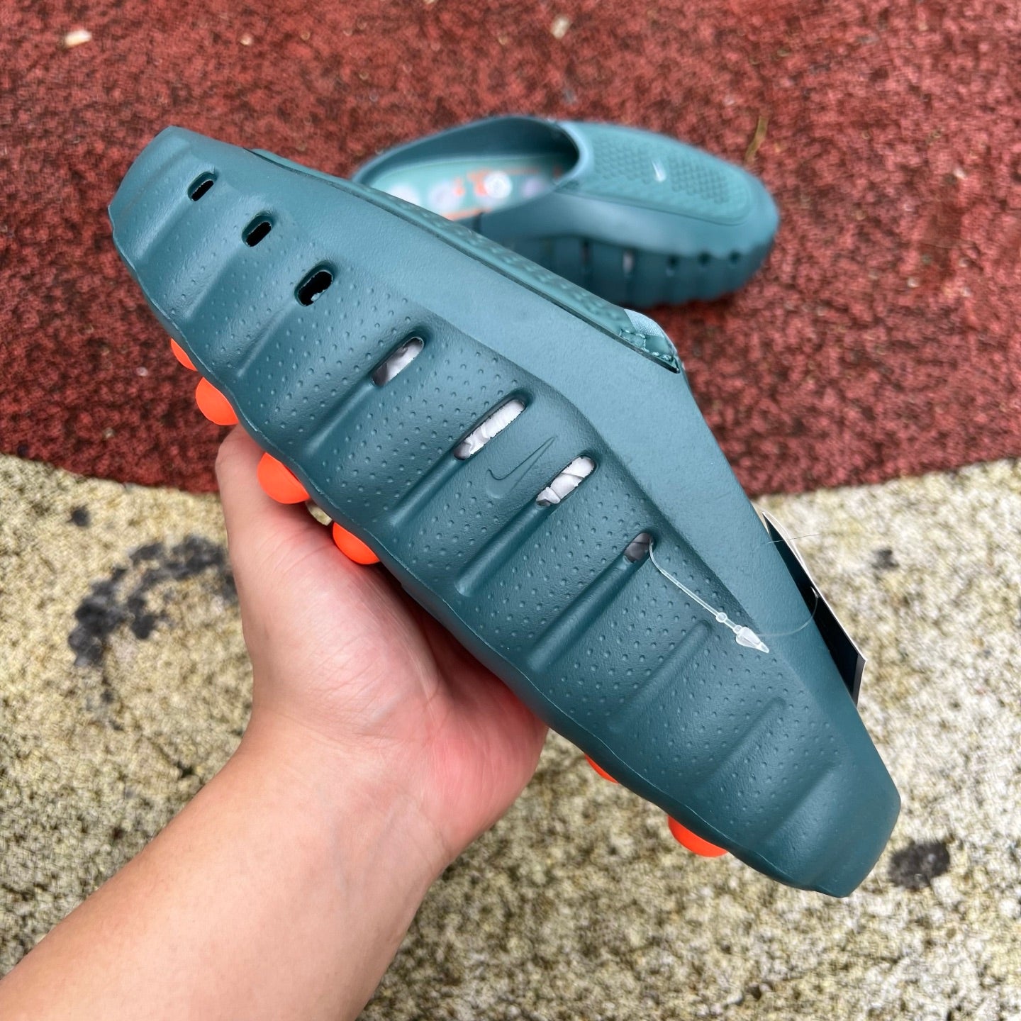 Nike x Jordan Mind 001 slide in mineral slate color, featuring a comfortable slide sandal with Nike and Jordan branding.