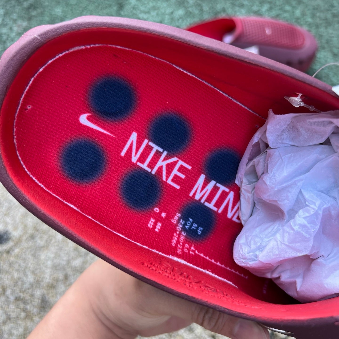 Nike x Jordan Mind 001 Slide in team red with white accents, featuring a comfortable open-toe design and sporty branding.