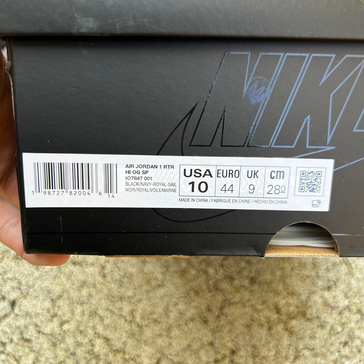 Nike Air Jordan 1 Retro High OG SP Fragment x Union LA sneakers in Royal, featuring blue leather and signature design details.