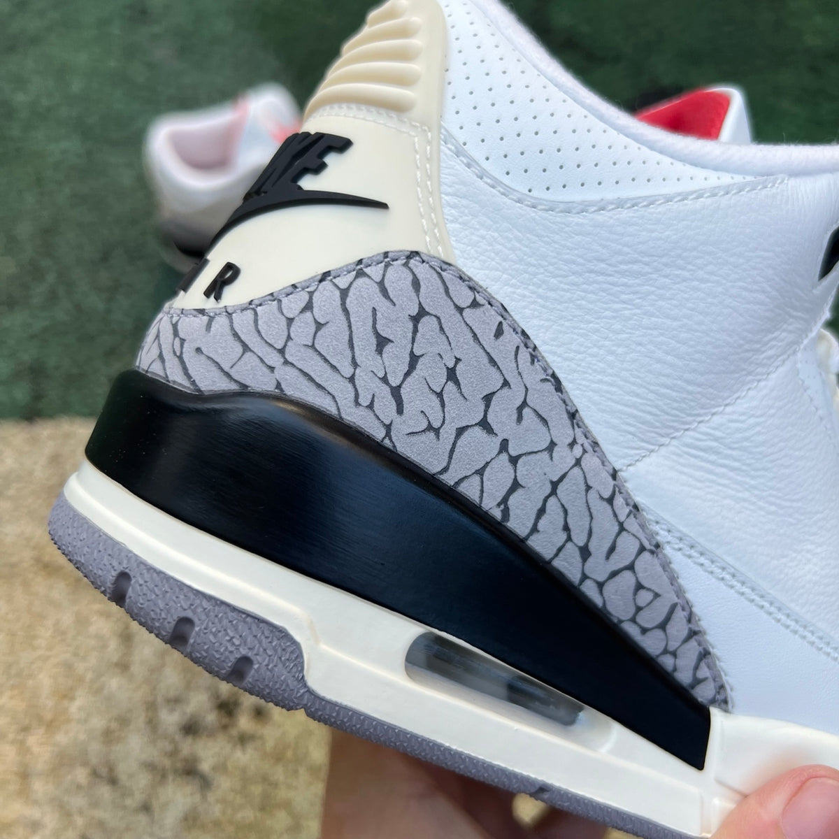 Nike Air Jordan 3 Retro White Cement Reimagined GS sneakers, featuring classic white and cement gray design, high-top athletic shoes