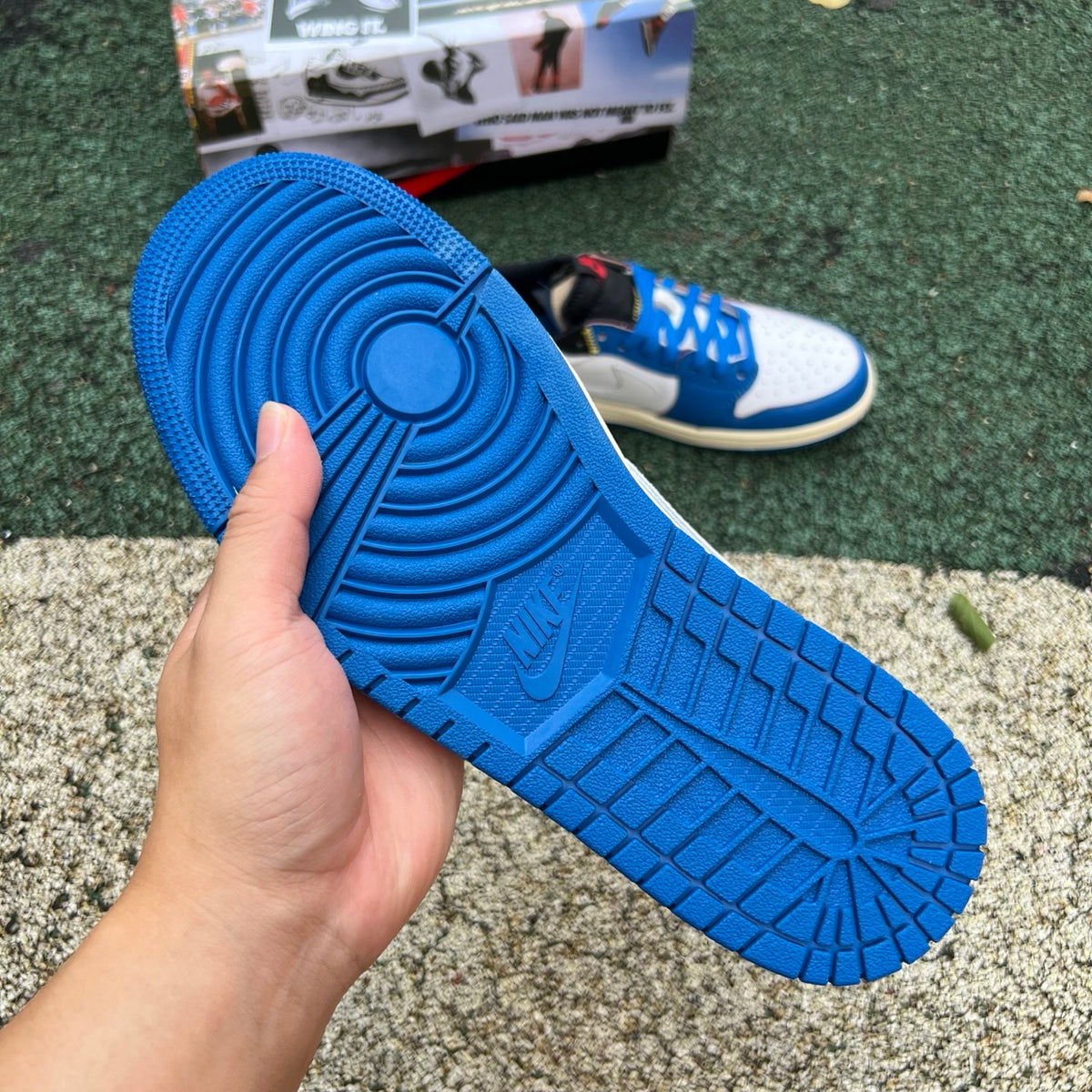 Nike Air Jordan 1 Retro Low OG SP Union LA x Travis Scott sneaker, featuring black and white colorway and signature design details.
